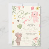 Teddy Bearジェンダーリビール招待状 招待状 (正面)