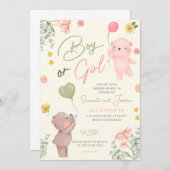 Teddy Bearジェンダーリビール招待状 招待状 (正面/裏面)