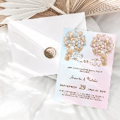 Teddy Bearソフトピンク&ブルーバルーン性別の表示 招待状