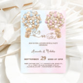 Teddy Bearソフトピンク&ブルーバルーン性別の表示 招待状