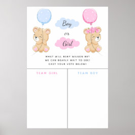 Teddy Bearテーマ性別が投票記号を明らかにする ポスター