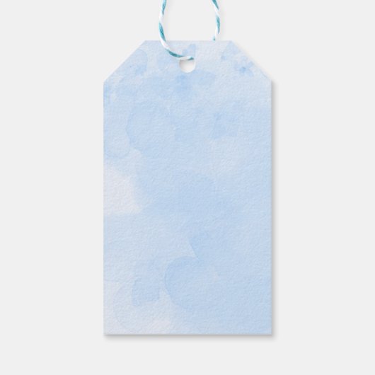 Teddy Bearバルーンブルーボーイベビーシャワーありがとう ギフトタグ (裏面)