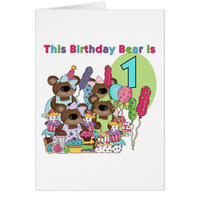 Teddy Bearパーティー1st誕生日Tシャツとギフト (正面)