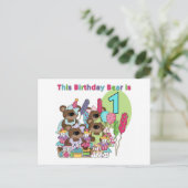 Teddy Bearパーティー1st誕生日Tシャツとギフト インビテーションポストカード (スタンド正面)