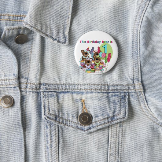 Teddy Bearパーティー1st誕生日Tシャツとギフト 缶バッジ (インサイチュ)