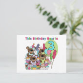 Teddy Bearパーティー3rd誕生日Tシャツとギフト インビテーションポストカード (スタンド正面)