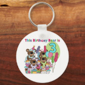 Teddy Bearパーティー3rd誕生日Tシャツとギフト キーホルダー (正面)