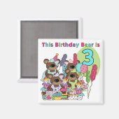 Teddy Bearパーティー3rd誕生日Tシャツとギフト マグネット (正面/裏面)