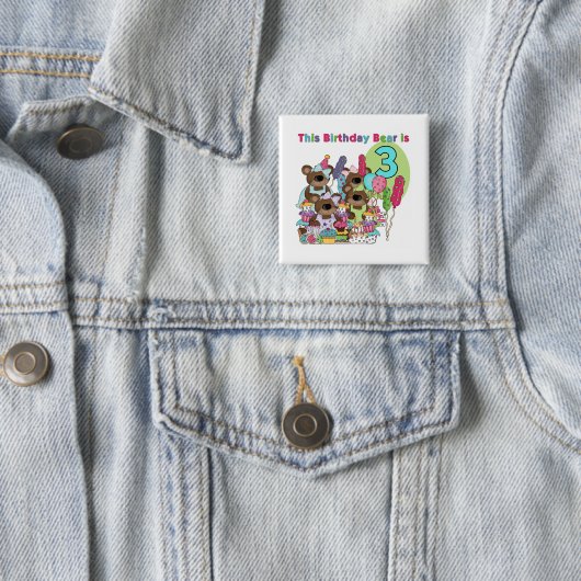 Teddy Bearパーティー3rd誕生日Tシャツとギフト 缶バッジ (インサイチュ)