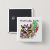 Teddy Bearパーティー3rd誕生日Tシャツとギフト 缶バッジ (正面&裏面)