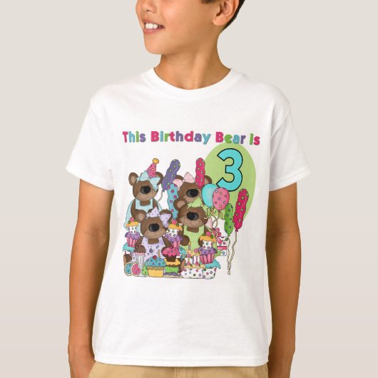 Teddy Bearパーティー3rd誕生日Tシャツとギフト Tシャツ (正面)