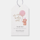 Teddy Bearピンクバルーンベビーシャワーありがとう ギフトタグ (正面)