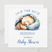 Teddy Bearベビーシャワーの日付を保存 (正面/裏面)