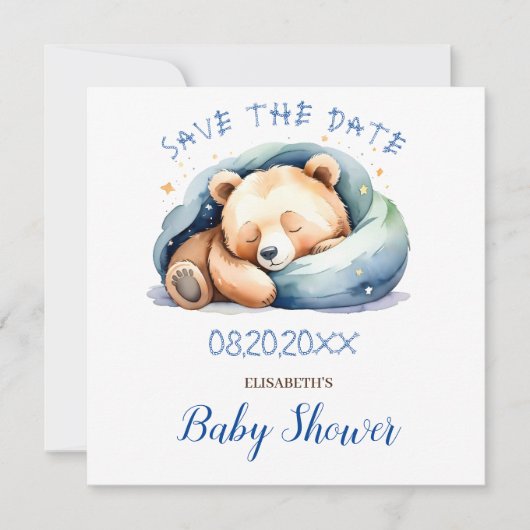 Teddy Bearベビーシャワーの日付を保存 (正面)