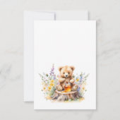 Teddy Bearベビーシャワーの途中の小さな蜂蜜 サンキューカード (裏面)