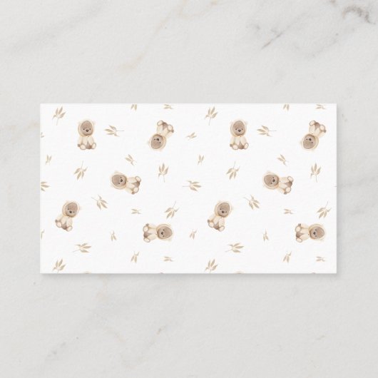 Teddy Bearベビーシャワーギフト登録名刺 名刺 (裏面)