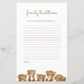 Teddy Bearベビーシャワー予測&アドバイスカード (裏面)