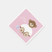 Teddy Bearベビーシャワー紙ナプキン – ピンク スタンダードカクテルナプキン (角)