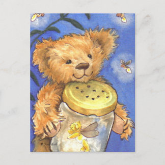 Teddy Bearライトニング虫ホタルかわいいハガキ ポストカード
