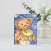 Teddy Bearライトニング虫ホタルかわいいハガキ ポストカード (スタンド正面)