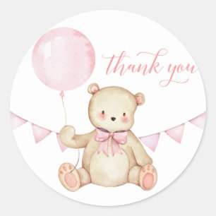 Teddy Bear女の子の赤ちゃんシャワーお気に入りシール ラウンドシール