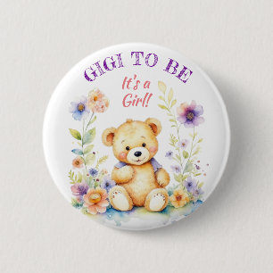 Teddy Bear女の子の赤ちゃんシャワーGigiする 缶バッジ