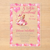 Teddy Bear小さな恋人の女の子の赤ちゃんシャワー アクリル招待状 (正面)