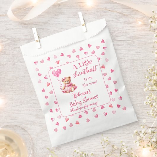 Teddy Bear小さな恋人の女の子の赤ちゃんシャワー フェイバーバッグ (クリップ留めされた状態)