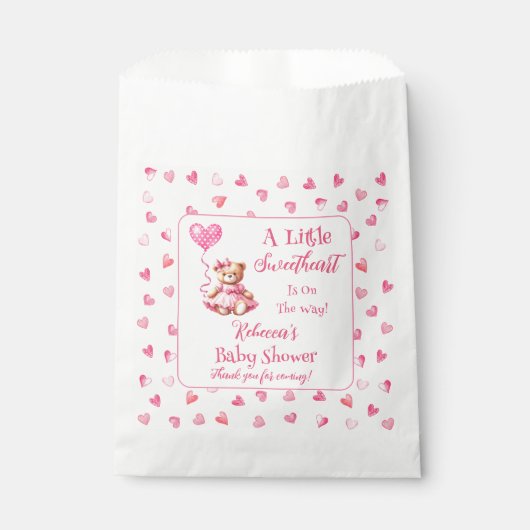 Teddy Bear小さな恋人の女の子の赤ちゃんシャワー フェイバーバッグ (正面)