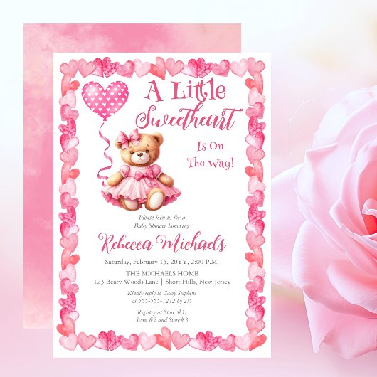 Teddy Bear小さな恋人の女の子の赤ちゃんシャワー 招待状