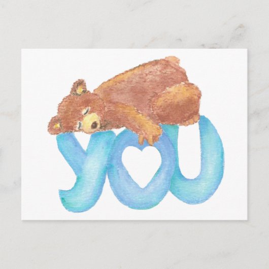 Teddy Bear愛するハート ポストカード (正面)