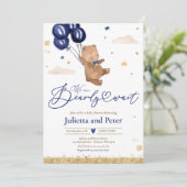 Teddy Bear我々はボーイネイビー赤ちゃんシャワーを待つことができる 招待状 (スタンド正面)