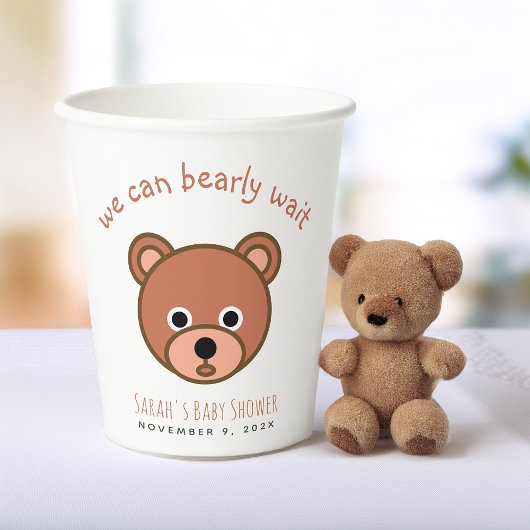 Teddy Bear我々は愛らしい少年の赤ちゃんシャワーを待つことができる 紙コップ