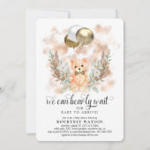 Teddy Bear我々は真摯に待つことができるニュートラルベビーシャワー 招待状 (正面)