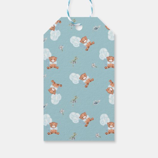 Teddy Bear我々は赤ちゃんシャワーの装飾を待つことができる ギフトタグ (裏面)