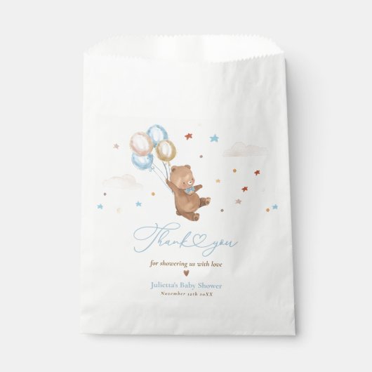 Teddy Bear我々は赤ちゃんシャワーの装飾を待つことができる フェイバーバッグ (正面)
