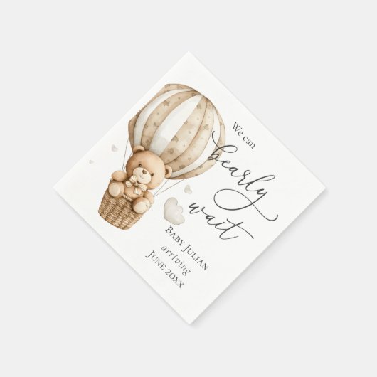 Teddy Bear我々は赤ちゃんシャワーを待つことができる スタンダードカクテルナプキン (角)