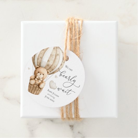 Teddy Bear我々は赤ちゃんシャワーを待つことができる フェイバータグ (インサイチュ)