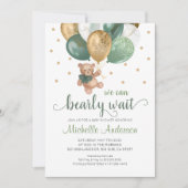 Teddy Bear我々は赤ちゃんシャワーを待つことができる 招待状 (正面)