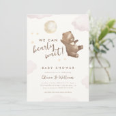 Teddy Bear我々は赤ちゃんシャワーを待つことができる 招待状 (スタンド正面)