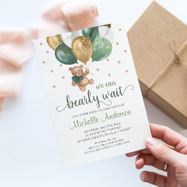 Teddy Bear我々は赤ちゃんシャワーを待つことができる 招待状