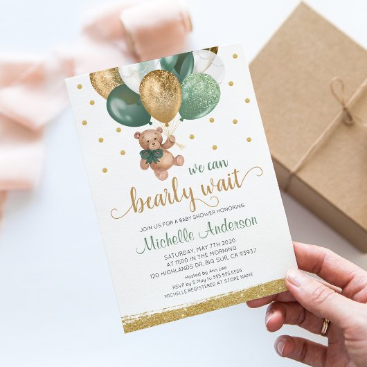 Teddy Bear我々は赤ちゃんシャワーを待つことができる 招待状