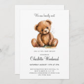 Teddy Bear我々は赤ちゃんシャワーを待つことができる 招待状 (正面/裏面)