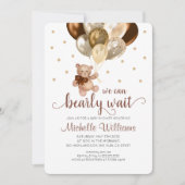 Teddy Bear我々は赤ちゃんシャワーを待つことができる 招待状 (正面)