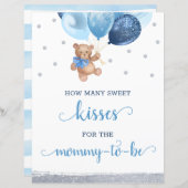 Teddy Bear推測する何人のキス赤ちゃんシャワーゲーム (正面/裏面)