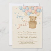 Teddy Bear熱気球ジェンダーの発表 招待状 (正面)