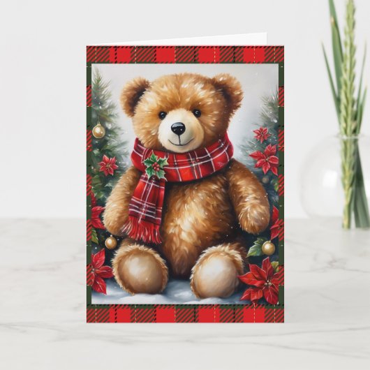 Teddy Bear祖父母からのクリスマスの名前を追加 カード (正面)