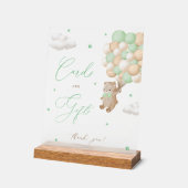 Teddy Bear緑のベビーシャワーカード&ギフト アクリルサイン (傾斜)