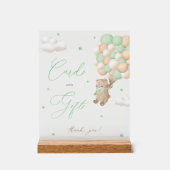 Teddy Bear緑のベビーシャワーカード&ギフト アクリルサイン (正面)