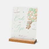 Teddy Bear緑のベビーシャワーカード&ギフト アクリルサイン (傾斜)